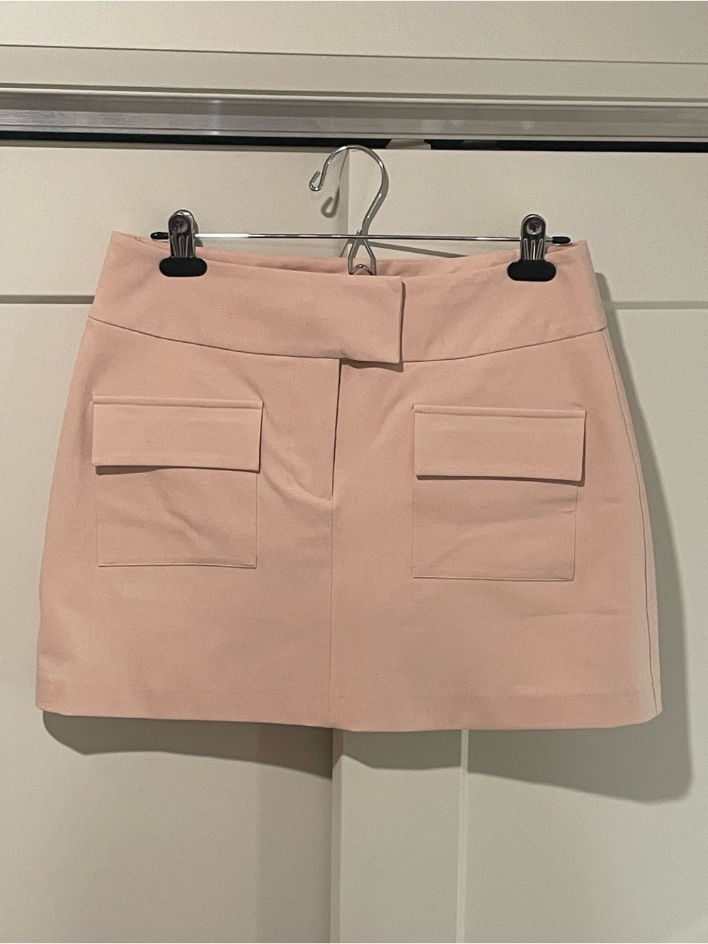 Djerf Avenue Blush Pink Mini Skirt with Front Flap Pockets